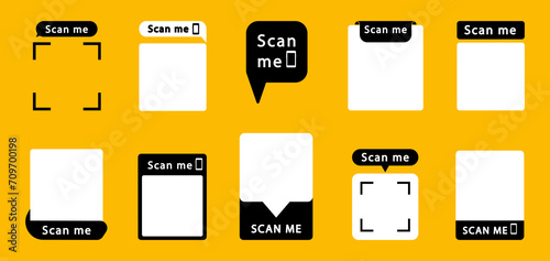 Set of QR codes with inscription scan me with smartphone. Scan qr code icon. Qr code for payment, mobile app and identification. Vector illustration.