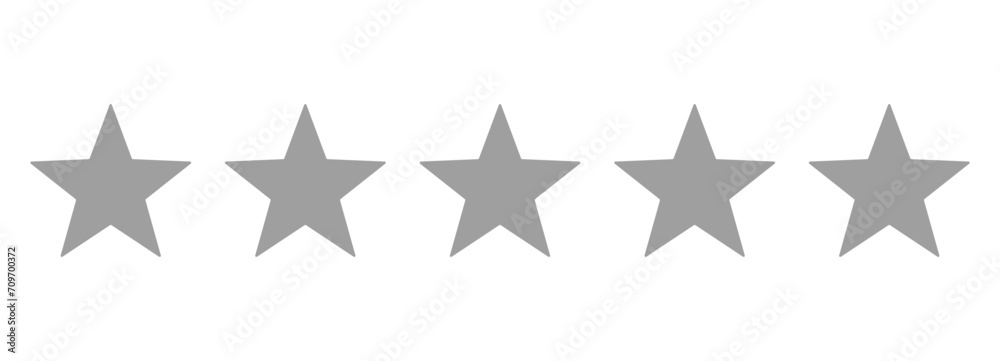 Five gray stars for rating and ranking reviews – Flat five star templates - obrazy, fototapety, plakaty 