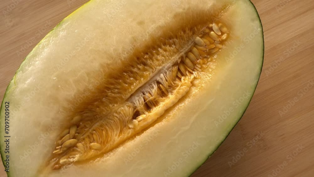 melon cut in half in rotation melon cut in half in rotation