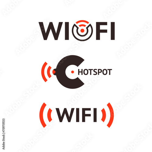 Wifi signal internet symbol set icons, the wireless and free wifi hotspot, wi-fi zone connect, vector illustration
