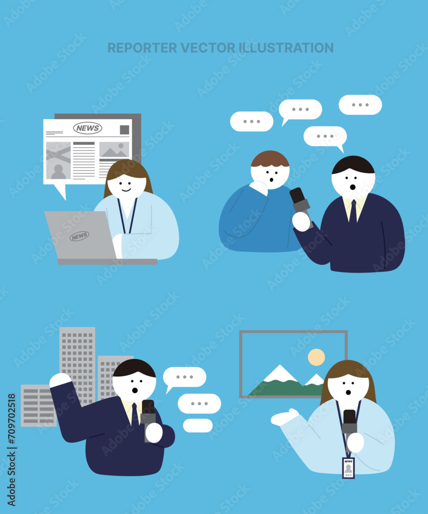 Occupation vector illustration set_Reporter