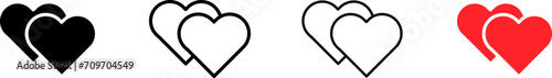 Heart icons. Different styles, double hearts icons. Vector icons