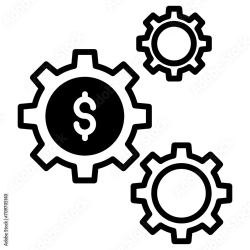 Dollar Cog solid glyph icon