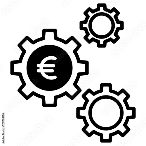 Euro Cog solid glyph icon