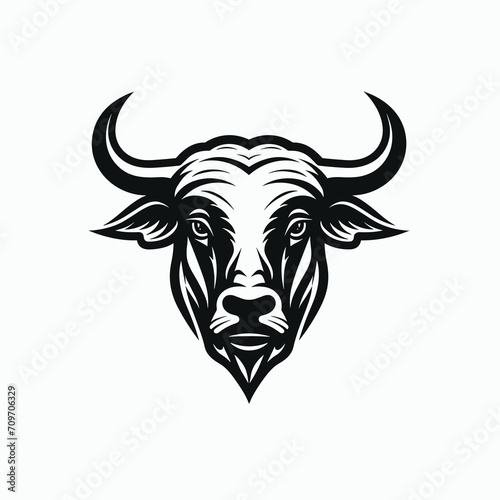 Bull head mascot. Buffalo logo template vector illustration