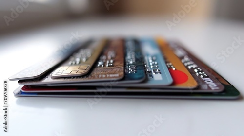 Credit or debit Cards on white background. Money Concept.