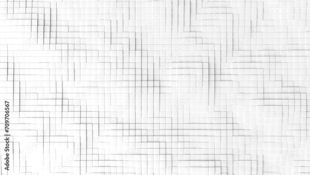 Abstract White 3D Blocks Background. Geometric Template