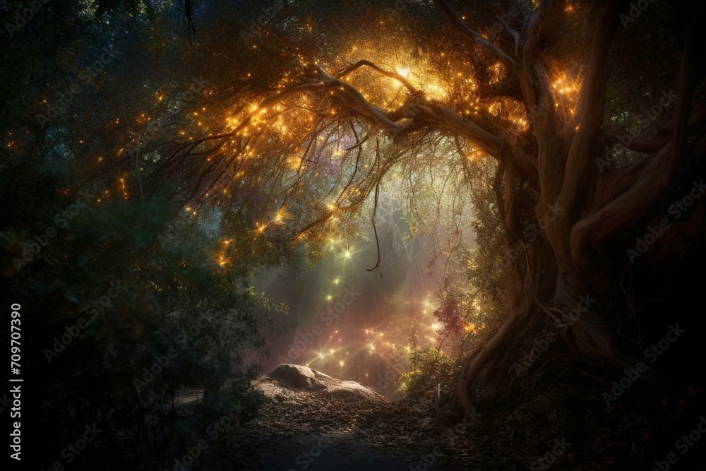 Enchanting magical radiance: a mystical fantasy light. Generative AI