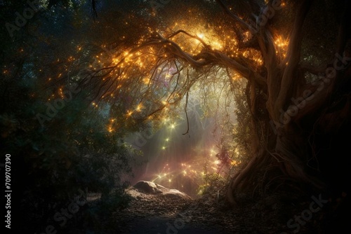 Enchanting magical radiance: a mystical fantasy light. Generative AI photo