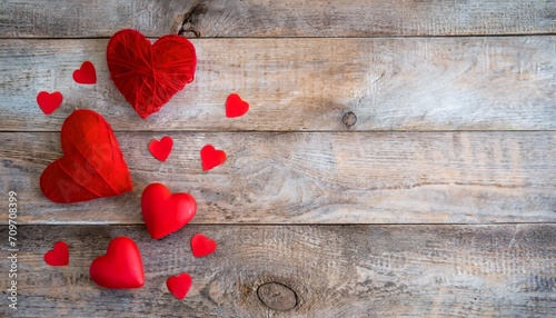 red hearts on a wooden background illustration