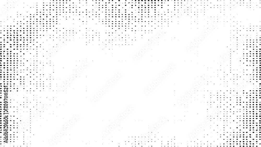 Vector grunge halftone abstract border frame. Dots texture background. Subtle halftone grunge urban texture vector. Distressed overlay texture. Grunge background. Abstract mild textured effect.