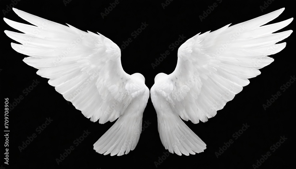 white angel wings on background png illustration - obrazy, fototapety, plakaty 