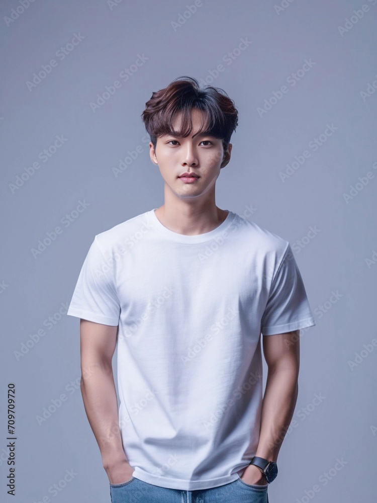 tshirt mockup portrait of a man wearing white tshirt and jeans - Front View tshirt mockup portrait of a man wearing white tshirt and jeans - Front View