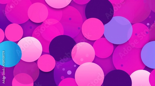The vibrant dots vary in size and hue of purple color, creating a playful and dynamic pattern background.