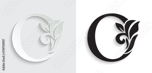 letter O flower letters. Vintage ornament initial Alphabet. Logo vector	
