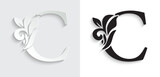 letter C flower letters. Vintage ornament initial Alphabet. Logo vector	
