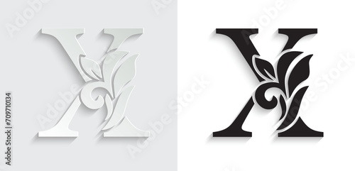 letter X flower letters. Vintage ornament initial Alphabet. Logo vector	
