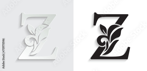 letter Z flower letters. Vintage ornament initial Alphabet. Logo vector	
