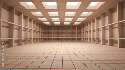 Wooden perspective grid room