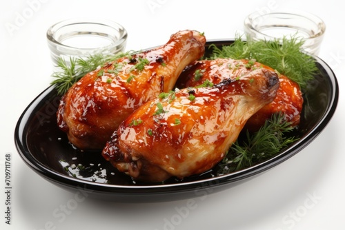 3D Render of Classic Roast Chicken Drumsticks, on an isolated white background, Generative AI