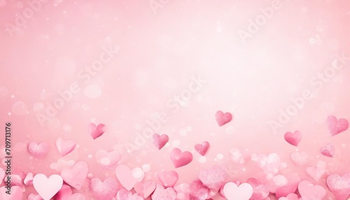 paper pink hearts fly on soft pink color background border copy space valentine day concept for design illustration