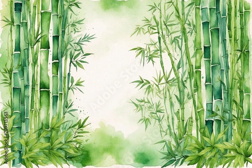 watercolor green bamboo on weathered parchment  blooming highlights  note paper  designs for invitations  cards  greetings  and congratulations