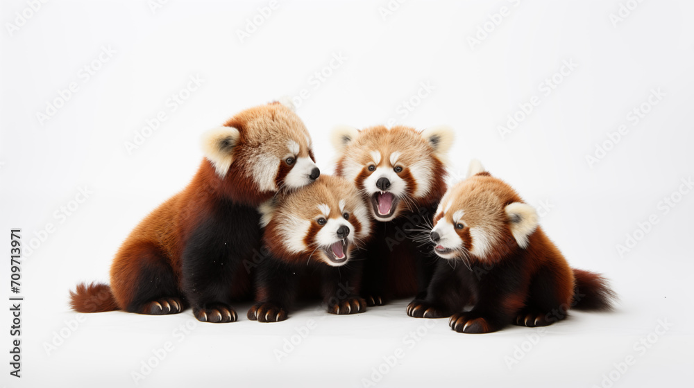 Obraz premium Funny red panda family