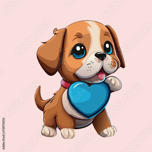 Little Dog and Blue Heart 