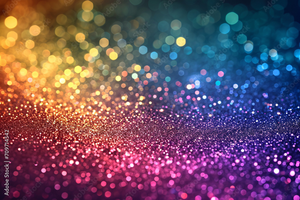 Glitter gradiant defocused bokeh background, blurry sparkles and lights 