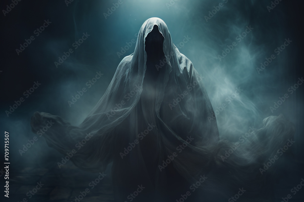 Creepy ghost on black background Creepy ghost on black background