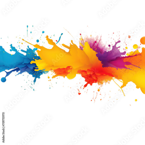 Happy Holi with colorful yellow  red  blue powder  Gulal colors  Color Powder  Gulal  color powder  explosions isolated