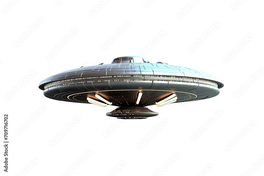 UFO alien spaceship isolated on transparent background. Generative Ai UFO alien spaceship isolated on transparent background. Generative Ai