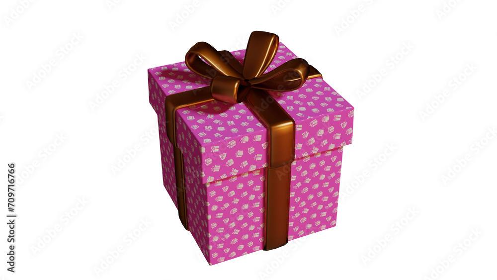 Pink gift box with ribbon transparent Pink gift box with ribbon transparent