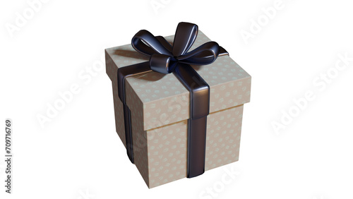 White gift box with ribbon transparent