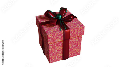 Fototapeta Naklejka Na Ścianę i Meble -  Red gift box with ribbon transparent