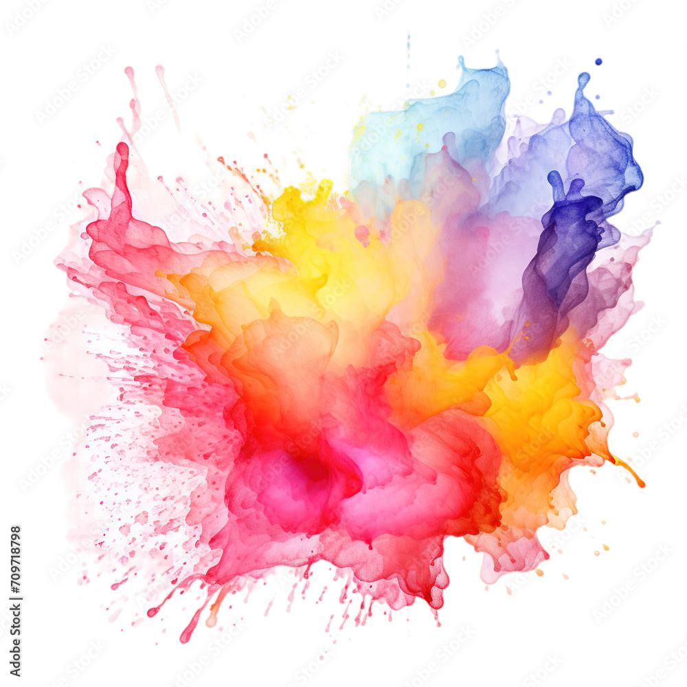 Happy Holi with colorful yellow, red, blue powder, Gulal colors, Color Powder (Gulal),color powder, explosions isolated