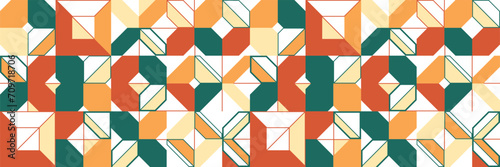 Seamless vector abstract background, geometric seamless pattern, tiling endless wallpaper with geometrical shapes structure in ethnic colors.