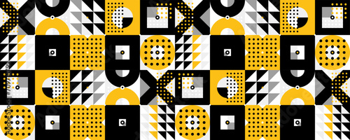 Seamless vector abstract background in yellow color, geometric seamless pattern, tiling endless wallpaper with geometrical shapes structure.