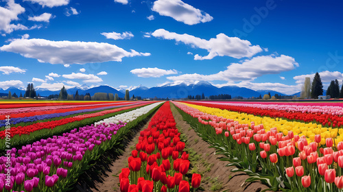 vibrant tulip fields at the Canada Tulip Festival 2024  with rows of colorful blooms in full HD detail. 