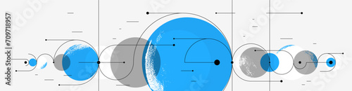 Abstract circles and lines vector background, geometric composition drawing technology plan, loop circular digital scheme.