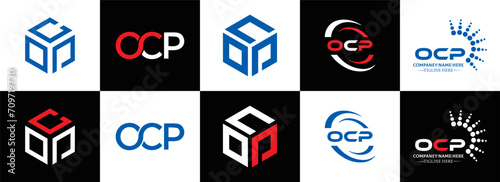 OCP logo. O C P design. White OCP letter. OCP, O C P letter logo design. Initial letter OCP linked circle uppercase monogram logo. O C P letter logo vector design. OCP letter logo design five style. 