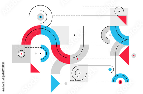 Abstract tech engineering draft vector background, mechanical blueprint technology digital system, engine draw mechanism wallpaper in red and blue colors.