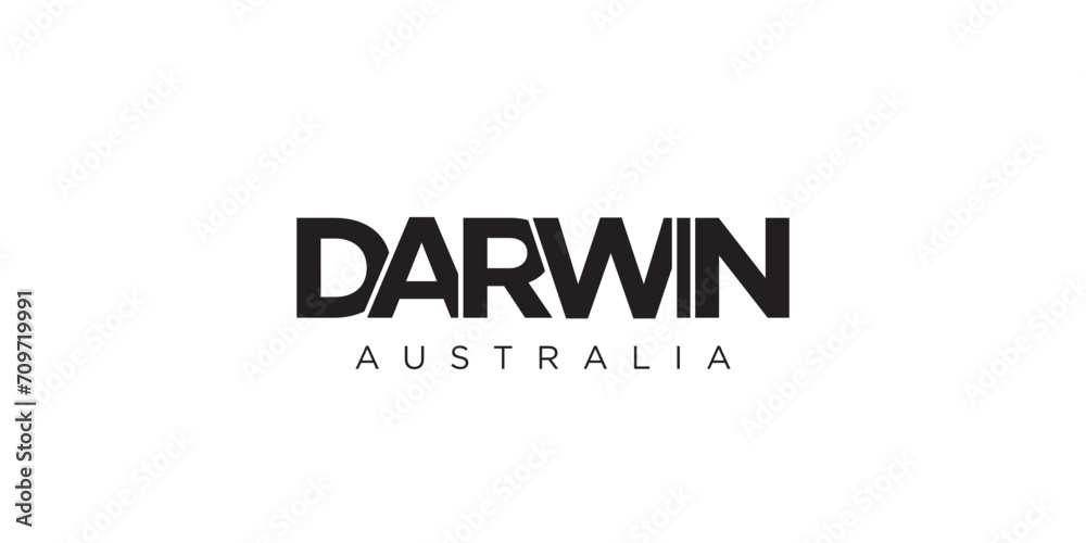 Darwin in the Australia emblem. The design features a geometric style, vector illustration with bold typography in a modern font. The graphic slogan lettering. Darwin in the Australia emblem. The design features a geometric style, vector illustration with bold typography in a modern font. The graphic slogan lettering.