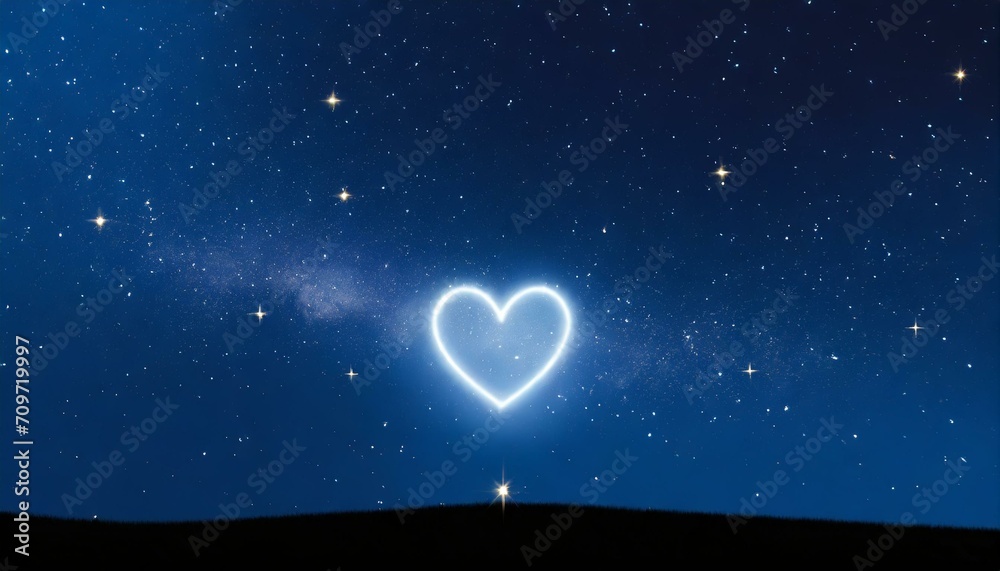 Obraz premium 夜空に浮かぶハートマーク