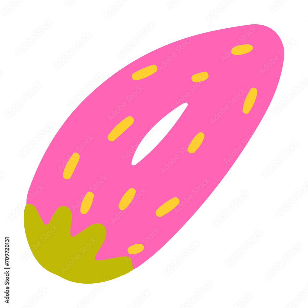 Strawberry hair clip, simple decor, vector illustration