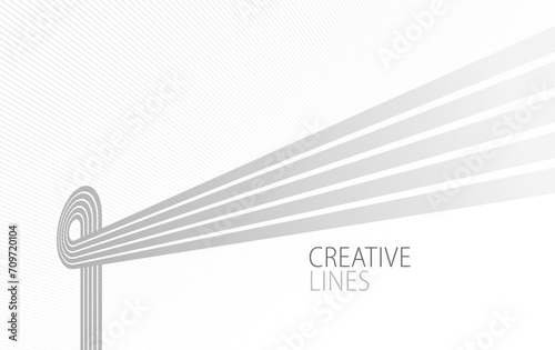 Wave lines in 3D perspective vector abstract background with smooth gradient of light grey and white monochrome colors, easy relaxing motion.