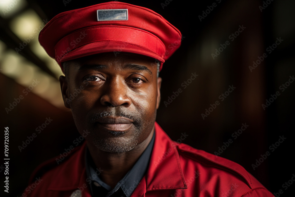 Fototapeta premium Export postal worker standing workplace delivery center Generative AI picture