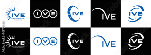 IVE logo. I V E design. White IVE letter. IVE, I V E letter logo design. Initial letter IVE linked circle uppercase monogram logo. I V E letter logo vector design. IVE letter logo design five style.	
 photo