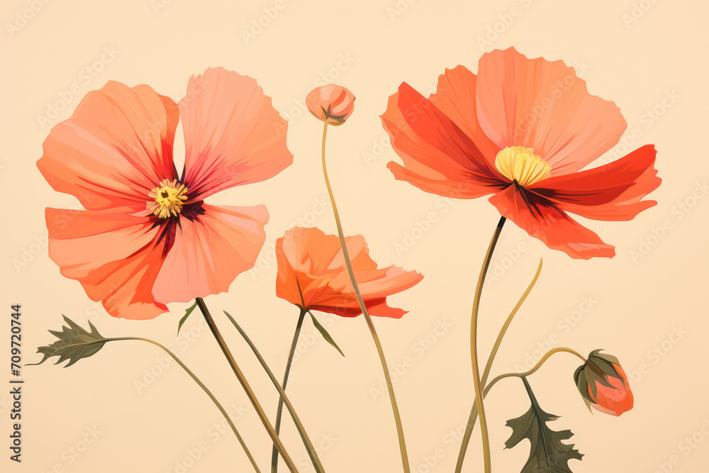 Obraz premium Red Floral Beauty Blooming in a Summer Meadow - A Vibrant Poppy Bouquet