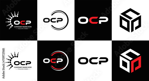 OCP logo. O C P design. White OCP letter. OCP, O C P letter logo design. Initial letter OCP linked circle uppercase monogram logo. O C P letter logo vector design. OCP letter logo design five style.	
